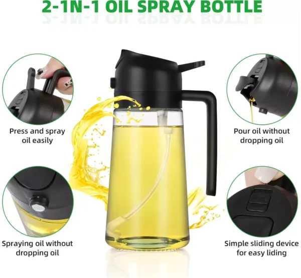 16oz Oil Dispenser Bottle for Kitchen-2 in 1 Olive Oil Dispenser and Oil Sprayer - Image 5