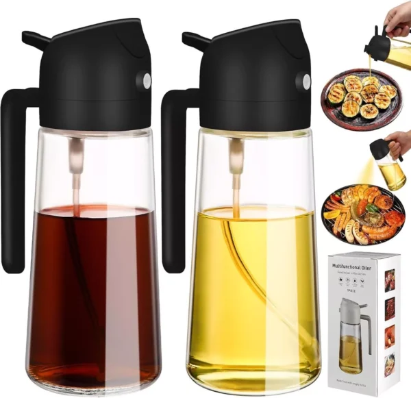 16oz Oil Dispenser Bottle for Kitchen-2 in 1 Olive Oil Dispenser and Oil Sprayer - Image 2