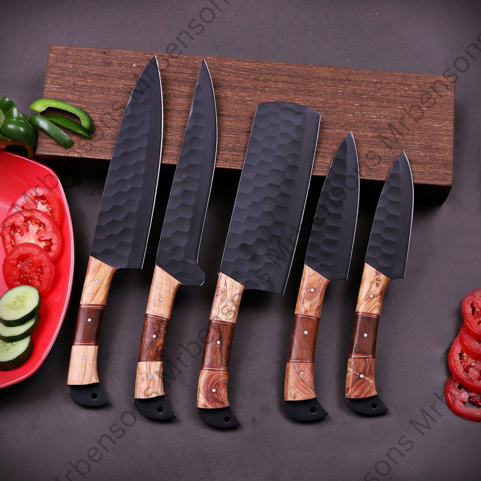 5 pcs black powder coated chef set kitchen knifes 4 5-pcs-black-powder-coated-chef-set-kitchen-knifes