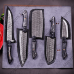 CUSTOM HAND FORGED Damascus Steel Chef's Knives Set