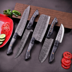 CUSTOM HAND FORGED Damascus Steel Chef's Knives Set