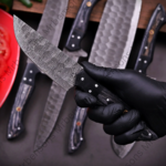 CUSTOM HAND FORGED Damascus Steel Chef's Knives Set